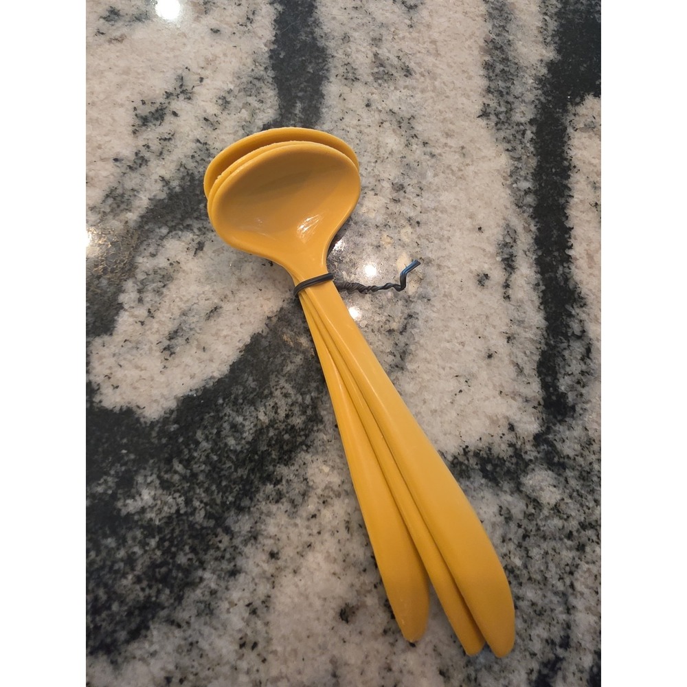 Vintage Tupperware 872 Condiment Caddy Spoons Harvest Gold Set of 3 Mix Mold